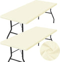 homing 2 Pack Rectangle Table Cloth, Elastic Fitted Fabric Tablecloth Fits for 5 Foot Folding Tables, Washable Table Cover for Picnic, Camping, Indoor & Outdoor (Cream Yellow, 30" x 60")