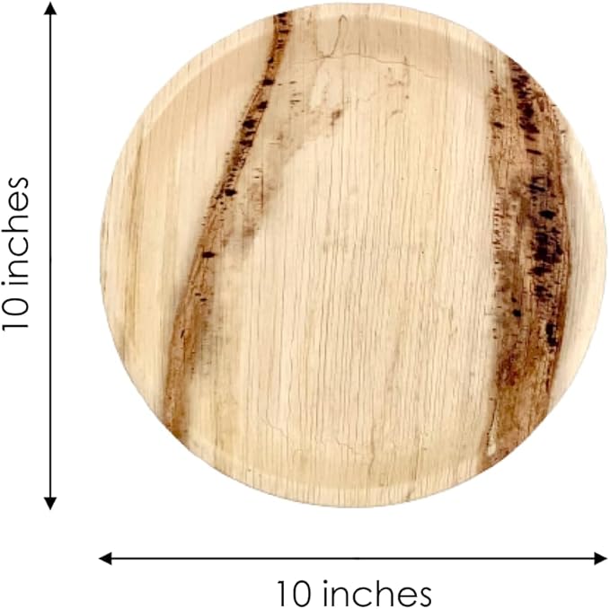 NEATtable Palm Leaf Plates | Disposable & Compostable | Eco Friendly & 100% Natural | Great for Outdoor Events, Wedding, Party, Barbecues | 10-inch Round Plate, Pack of 25