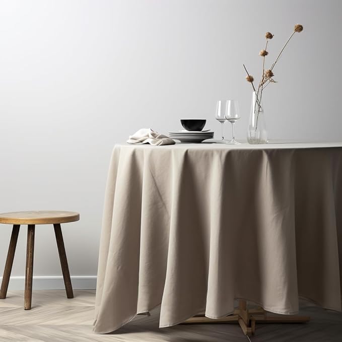 EVERLY 100% Pure Linen Round Tablecloths 108Inch Round Machine Washable Tablecloth for Thanksgiving,Decorative Halloween,Buffet Parties,Picnic,Events,Weddings and Restaurants-Natural Linen