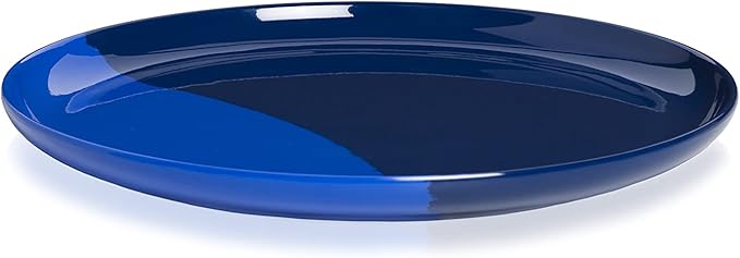 Thomas Fuchs Creative 1/2 & 1/2 Melamine Side Plates Set of 4, Chip and Break-Resistant, Durable Salad Plates, Kid-Friendly Dessert Plates for Indoor and Outdoor, Dishwasher Safe, Cobalt/Navy