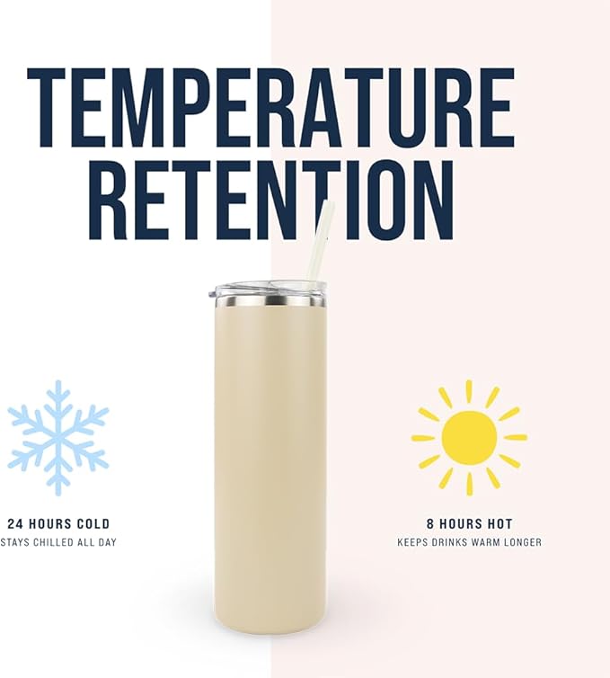 Hogg 20 oz Skinny Case (24 Units) - Beige, Powder Coated Tumblers for Laser Engraving, Engravable Tumblers Bulk, Stainless Steel Cups Bulk, Insulated Cups with Lids and Straws
