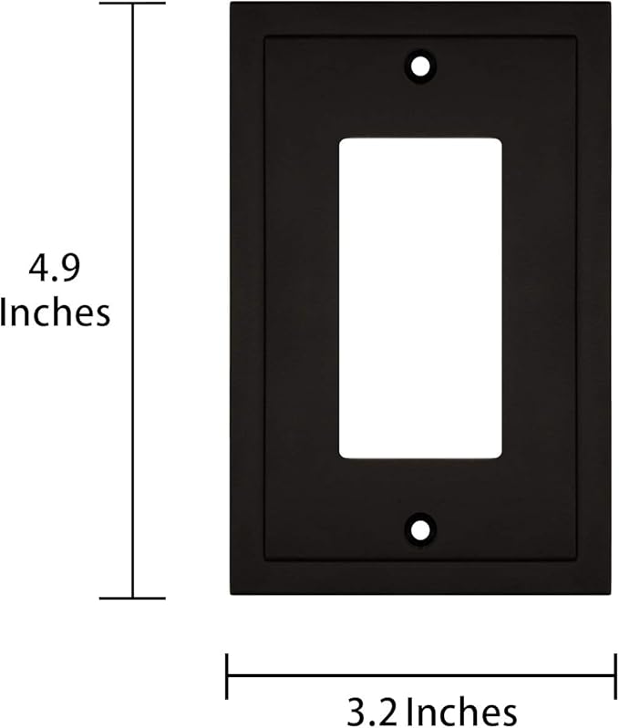 Modern Edge Decorative Wall Plate Switch Plate Outlet Cover, Durable Solid Zinc Alloy (Single Decorator 3PK, Matte Black)