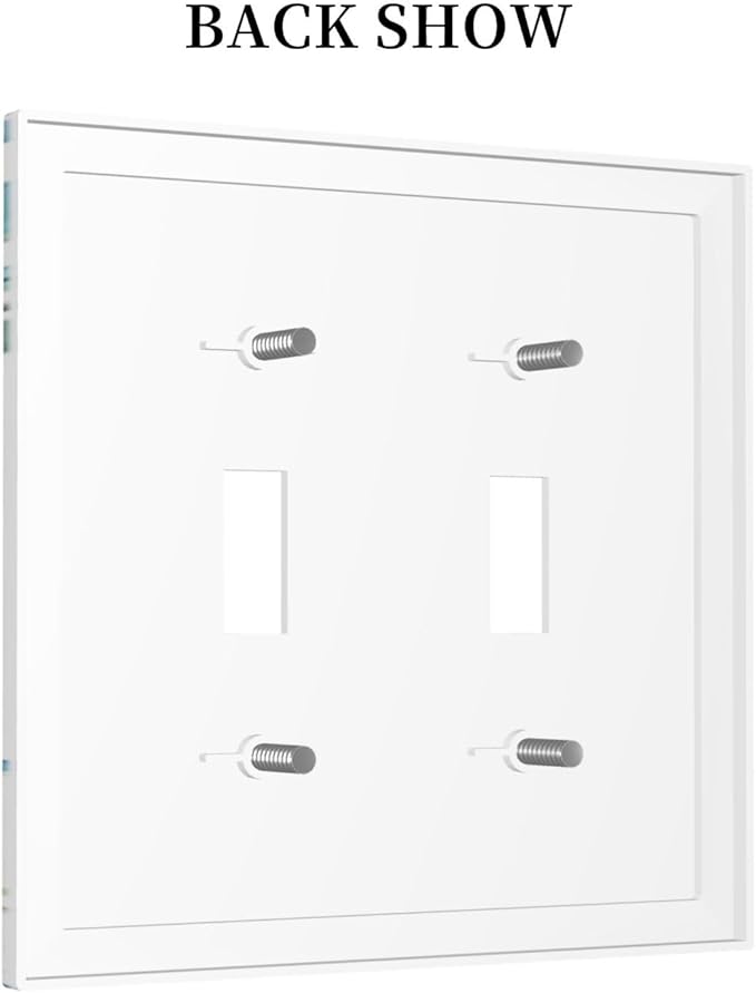 Decorative Light Switch Cover Blue Watercolor Flowers Retro Floral Leaves 2 Gang Wall Plate Double Toggle Switch Plate Receptacle Electrical Outlet Cover Switchplate for Bathroom Bedroom（2 Pack）