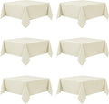6-Pack Ivory Tablecloths for Square Tables, 70 x 70 Inches, Stain-Resistant Polyester Fabric for 3 Foot Tables - Washable Table Covers for Weddings, Banquets, Birthday Parties, Events