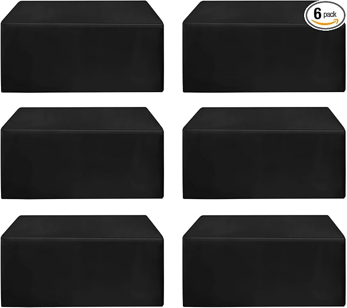 HolidayIdeas Fitted Black Tablecloths - 72 x 30 Inch - 6 Pack Rectangle Tableclothes for 6 Foot Tables, Polyester Fabric Table Cover for Parties, Holiday Dinner, Wedding, Trade Show
