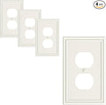 4-Pack Duplex Outlet Cover, Durable Solid Zinc Alloy Decorative Switch Plates and Outlet Covers, Light Almond Wall Plates for Electrical Outlets, 1 Gang Receptacle Cover, Corrosion Resistant
