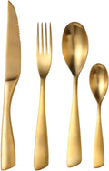16 Piece Gold Silverware Set for 4,Modern Unique 18/10 Stainless Steel Flatware Cutlery Set, Eating Tableware Set,Vintage Luxury Style Cutlery Set for Home Restaurant Wedding Party