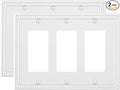 2-Pack Triple Decorator Outlet Cover Plate, Pure White Pearls Decorative Switch Plates and Outlet Covers, Metal Wall Plates for Electrical Outlets