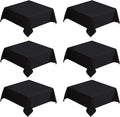 VidaFete Square Tablecloth 6 Pack 52 x 52 Inch Tablecloths Stain Wrinkle Resistant Polyester Dining Table Cover for Kitchen Dinning Party Wedding Rectangular Tabletop Buffet Decoration(Black)
