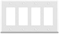 ELEGRP 4-Gang Decorative Wall Plates, Standard Size Unbreakable Thermoplastic Faceplate Cover for Decorator Receptacle Outlet Switch, UL Listed (1 Pack, Glossy White)