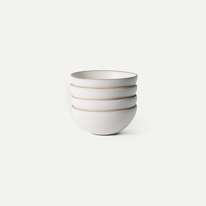 MORA Medium Bowls Set of 4, 28oz Ceramic Pottery Everyday Bowls - Microwave, Oven and Dishwasher Safe - Oat