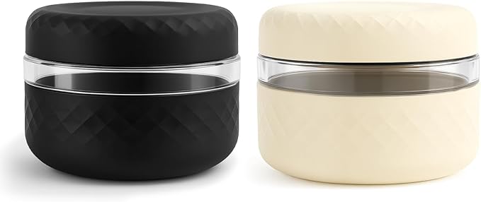 2 Pack 16 oz Glass Lunch Bowl Containers with Lids | Leak & Spill Proof, BPA-Free, Microwave & Dishwasher Safe, Airtight Meal Prep & Food Storage Jar for Lunch, Salad, Soup, Oats, Stew, Yogurt