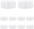 PureFit 10 Pack Round White Table Cloths 90 Inch for Round Tables, Stain and Wrinkle Resistant Table Linens for Home Use, Wedding, Party, Banquet and Camping