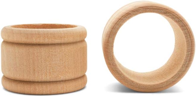 Vintage Wooden Napkin Rings Set of 6, 1-3/4 inch Unfinished Napkin Rings Wood for Housewarming Gift, by Woodpeckers