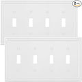 2-Pack Quad Toggle Light Switch Cover Plate, 4 Gang Metal Switch Plate Covers, Pure White Pearls Decorative Wall Plate, Corrosion Resistant
