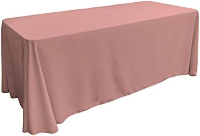 LA Linen Polyester Poplin Washable Rectangular Tablecloth, Stain and Wrinkle Resistant Table Cover 90x156, Fabric Table Cloth for Dinning, Kitchen, Party, Holiday 90 by 156-Inch, Dusty Rose