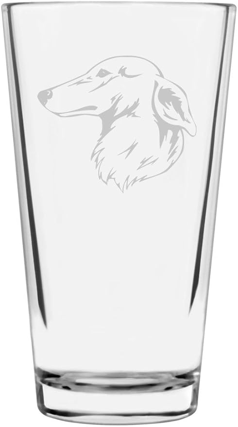 Longhaired Whippet Custom Personalized Dog Themed Etched All Purpose 16oz Pint Glass