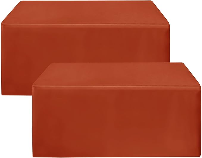 HolidayIdeas 8ft Fitted Table Covers for Home Gathering, 30 x 96 Inch, 2 Pack Rectangle Tableclothes Polyester Fabric Table Covers for Thanksgiving Decor, Parties, Holiday Dinner, Trade Show,Rust