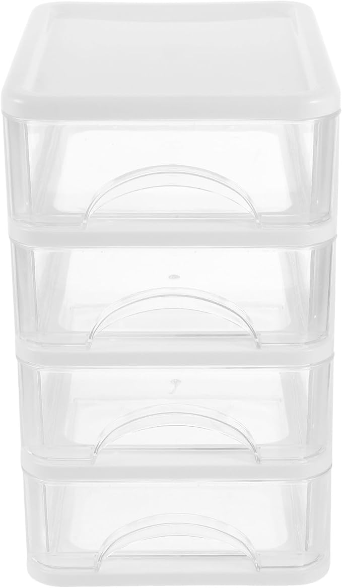 VILLCASE Type Tabletop Organizer with Transparent Dustproof Design White Storage Box for Stationery Cosmetics and Supplies Space-saving Desktop Storage for Office and Study Rooms