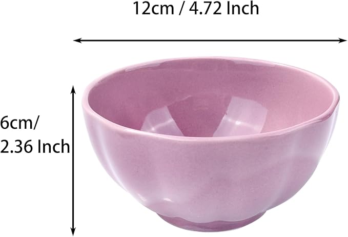 Ceramic Rice Bowl Set of 4 Porcelain Sushi Bowls for Sushi Sauce 4.72 Inch Assorted Colors Microwave Safe Smooth Glazed Finish Simple Design