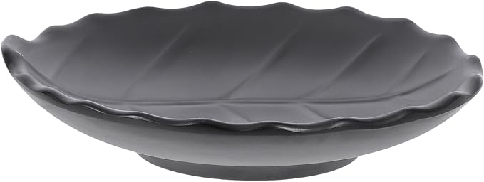 Decorative Leaf Pattern Appetizer Plate Black Small Dessert Dish Kitchen Fruit Salad Plate for Household Tableware and Side Dishes