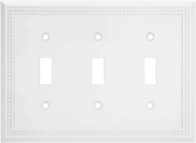 Henne Bery Sunken Pearls Heavy Duty Decorative Wall Plate Switch Plate Outlet Cover (Triple Toggle, White)