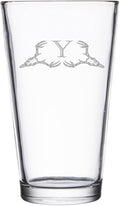 Hat Shark Deer Skull Letter Monogram Pint Beer Glass, 16 oz, Clear, A-Z Initials (1, Letter Y)