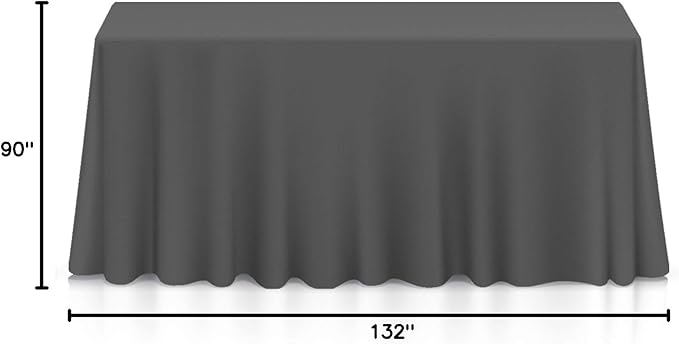 Lann's Linens 90 x 132 Inch Rectangular Tablecloth, Washable Polyester Fabric Table Cloth for Dining Tables, Parties, Restaurant, Weddings - Dark Gray