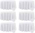 Fokitut 6 Pack Waterproof Round Tablecloth, 108 Inch, Stain Resistant and Wrinkle Polyester Table Cloth, Fabric Table Cover for Kitchen Dining, Wedding, Party, Holiday Dinner-White