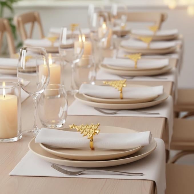 100 Pcs Gold Napkin Rings Bulk Delicate Napkin Holder for Dining Wedding Party Banquet Table Decroration Christmas and Daily Use