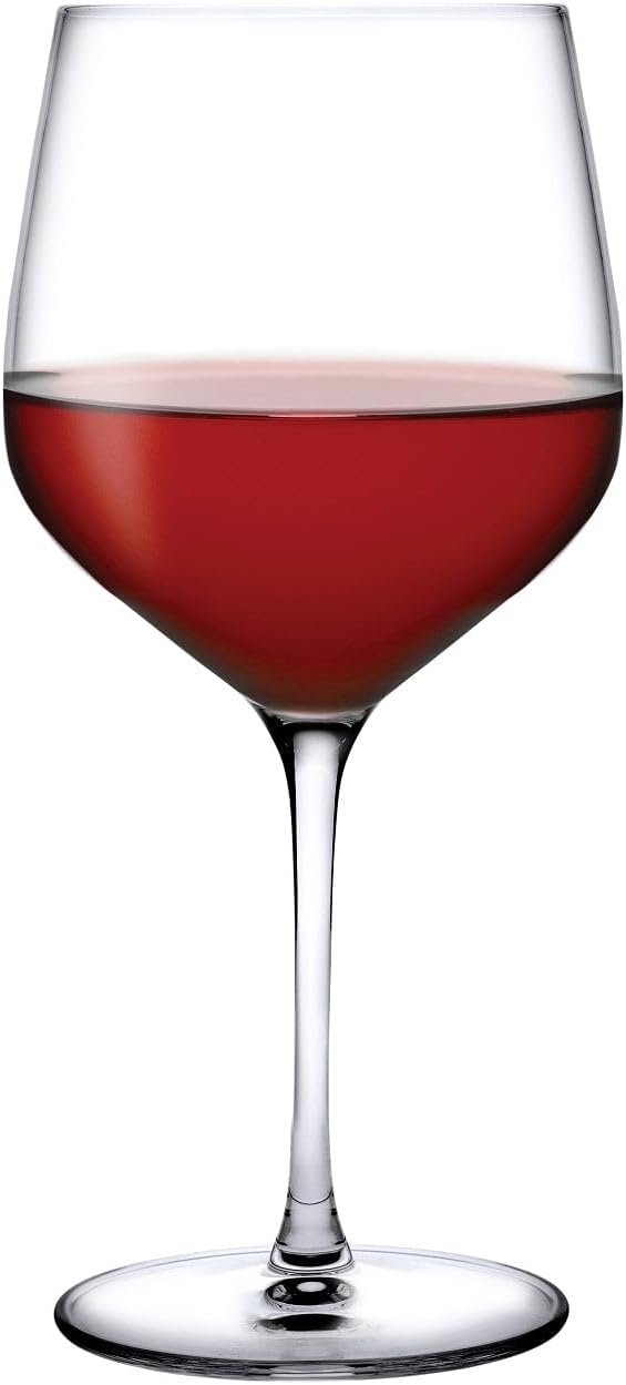NUDE Red Wine Glasses Set of 2, Refine Burgundy – Crystal Long Stem Burgundy Red Wine Glasses with Traditional Bowl and Tapered Rim, Lead-Free, Dishwasher Safe, 21.25 oz