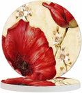 Red Poppy Drink Coaster for Tabletop Protection Beautiful Watercolor Floral Blossom Vintage Style Non-Slip Cups Place Mats Home Decor Diatomite Material for Men Women