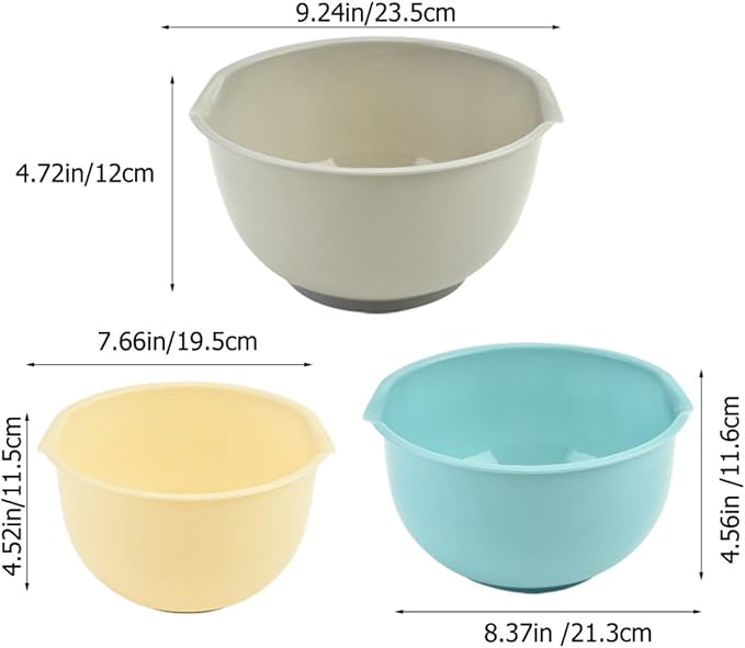 3pcs Stackable Mixing Bowls Set, Reusable Household Salad and Noodle Bowls, Sturdy Kitchen Serving and Food Prep Containers for Cooking and Meal Preparation Random Color