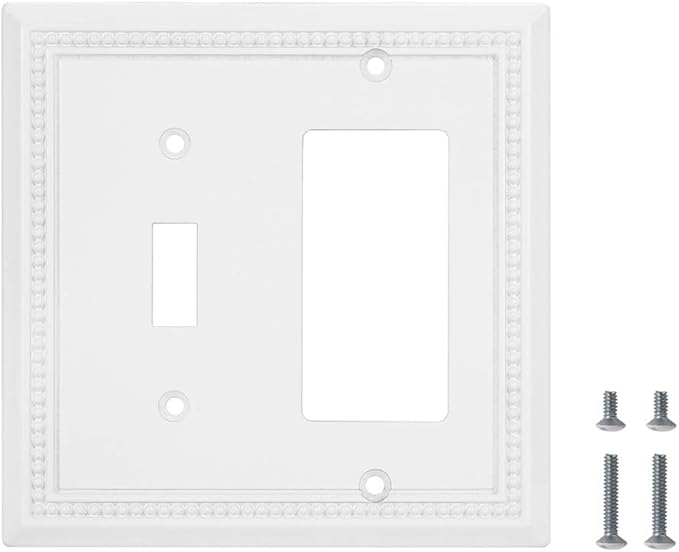 Henne Bery Sunken Pearls Heavy Duty Decorative Wall Plate Switch Plate Outlet Cover (Toggle/Decorator, White)