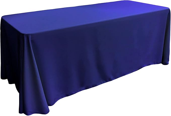 LA Linen Polyester Poplin Washable Rectangular Tablecloth, Stain and Wrinkle Resistant Table Cover 90x156, Fabric Table Cloth for Dinning, Kitchen, Party, Holiday 90 by 156-Inch, Royal Blue