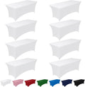 Pureegg Spandex Tablecloth 6ft - 8 Pack, Fitted and Tight Cloth for Rectangle Table, Wrinkle-Free and Stretch Table Cover for Party, Wedding, Banquet and Birthday, White