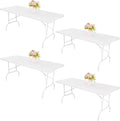 4 Pack Spandex Tablecloth Table Top Cap Cover Washable Elastic Rectangle Tablecloth for 6 FT Folding Tables for Indoor Outdoor Party (72 x 30 Inches, White)