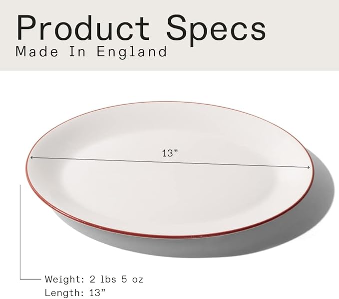 Made In Cookware - Serving Platter - White With Red Rim - Porcelain England