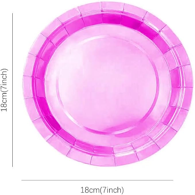 Iridescent Pink Party Supplies, Holographic Paper Plates and Napkins Set, Rainbow Disposable Paper Plates Cups Knives Spoons Fork Straw for Birthday Wedding Party Serve 25 (Pink)