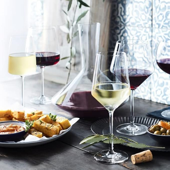 Red Wine Glasses Set of 6, Premium Crystal Wine Glasses Hand Blown, 15 oz,Thin Rim,Long Stem,Perfect for Red or White,Daily Use,Unique Wedding Anniversary or Birthday Gift