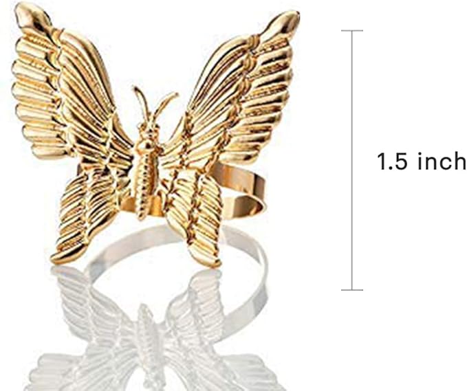 Decozen Set of 12 Gold Napkin Rings in Butterfly Design Festive Table Decor Setting for Holiday Wedding, Birthday, Kitchen, Home Decor Housewarming Gift - Mothers Day Decorations