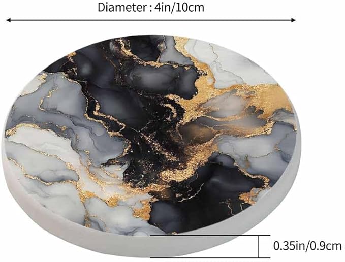 Alcohol Ink Painting Black Coaster Luxury Marble Liquid Global Texture Tabletop Protection for Any Table Type Wood, Granite, Glass, Soapstone, Sandstone, Marble, Stone Tables