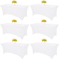 HAISIWLKJ 6 Pack Table Cloth 8ft White Tablecloths for Rectangle Folding Table Spandex Fitted Stretch Cover Wrinkle Resistant Washable Protector for Party, Wedding, Banquet, Festival.