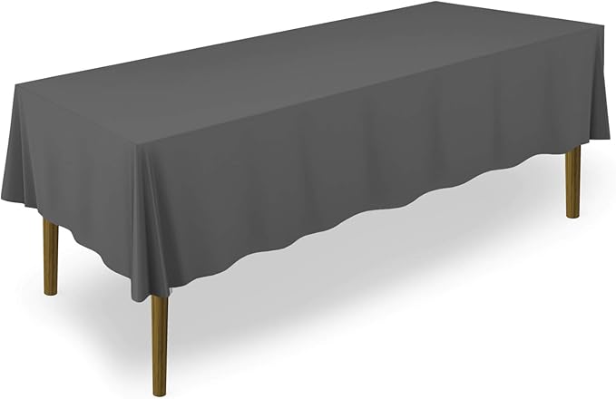Lann's Linens 70 x 120 Inch Rectangular Tablecloth, Washable Polyester Fabric Table Cloth for Dining Tables, Parties, Restaurant, Weddings - Dark Gray