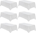 VidaFete Table Cloth 6 Pack 90*156inch Rectangle Tablecloth Polyester, Stain Resistant and Wrinkle Polyester Dining Table Cover for Kitchen Dinning Party Wedding Rectangular Tabletop Decoration(White)