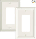 2-Pack Decorator Outlet Cover Plate, Light Almond Decorative Switch Plates and Outlet Covers, Durable Zinc Alloy Wall Plates for Electrical Outlets, Receptacle, GFCI Outlet, Dimmer Switch