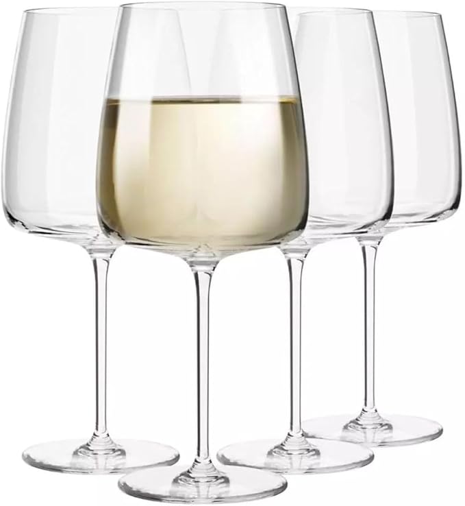 Krosno Large White Wine Glasses, Set of 4, 16.2 oz, Modern Collection, Premium Crystalline Glass, Perfect for Everyday, Dishwasher Safe, Made in Europe