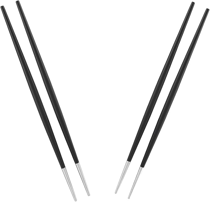 2 Pairs 304 Stainless Steel Chopstick Japanese Sushi Chopsticks Tableware Set Korean Chopsticks Set |Silver Black| chopstick sushi