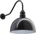 Steel Lighting Co. Hollywood Bowl Light | Outdoor Wall Mounted | 15 inch Bowl Dome | 23 inch Gooseneck | Barn Light Made in America | Black Exterior/White Interior