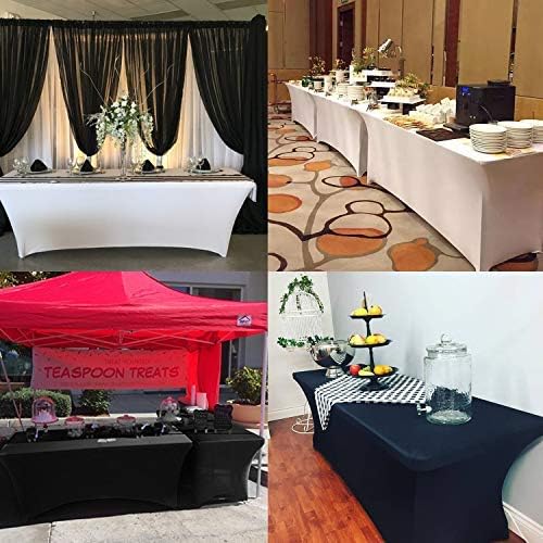 LZY Spandex Table Covers 6 Feet, Stretch/Fitted Table Covers for 6 Feet Folding Table, Rectangular Spandex Table Cloths for Wedding Party or Event (6FT-2PCS, Champn)